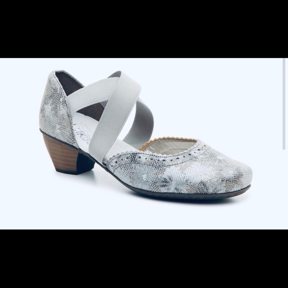 NEW! Rieker Mariah Floral Embossed Metallic/Grey